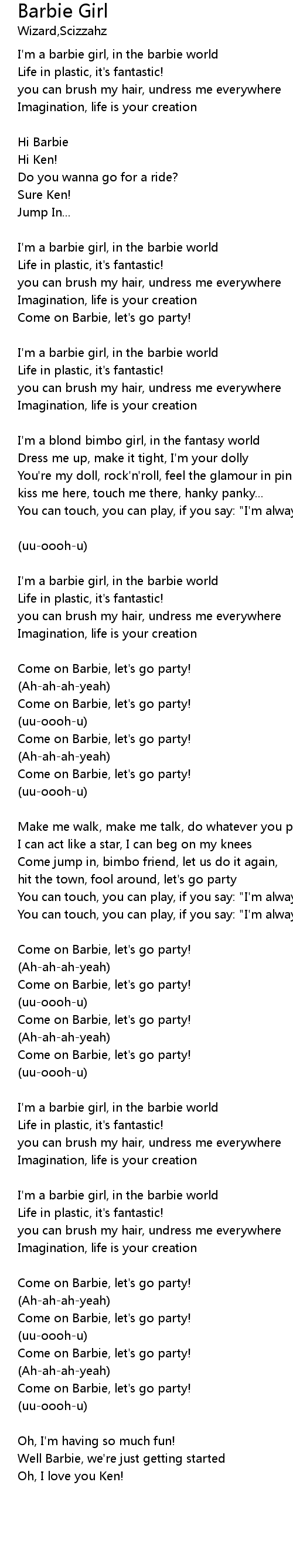 Barbie Girl Lyrics Follow Lyrics