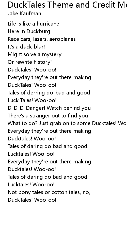 Ducktales Theme And Credit Medley Lyrics Follow Lyrics