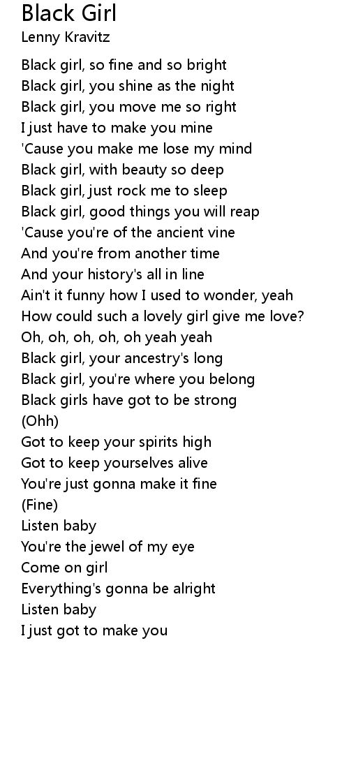 Black Girl Lyrics - Follow Lyrics