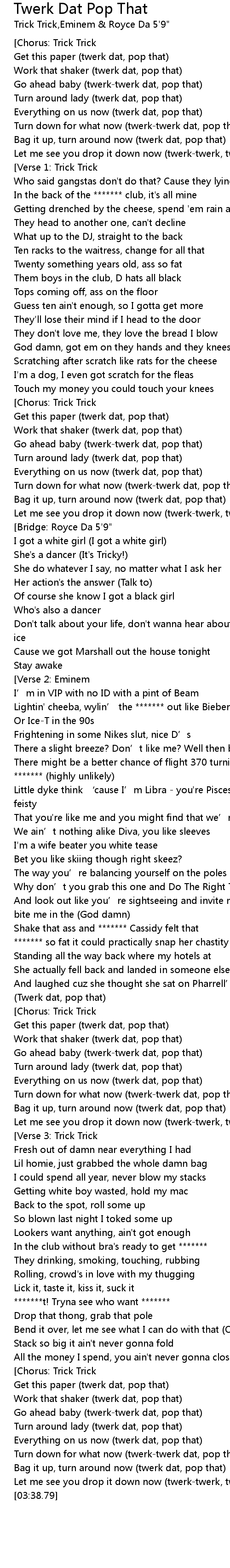 Lyrics what with you twerkin You Can