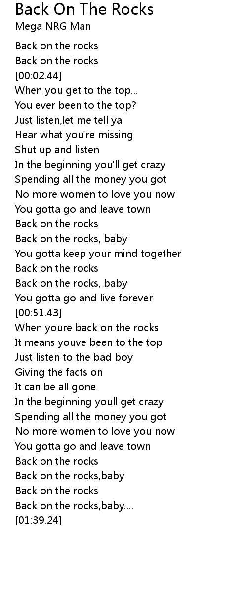 Back On The Rocks Lyrics Follow Lyrics