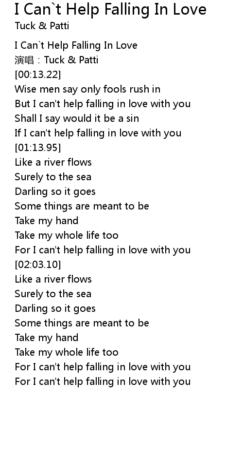 I Can T Help Falling In Love Lyrics Follow Lyrics