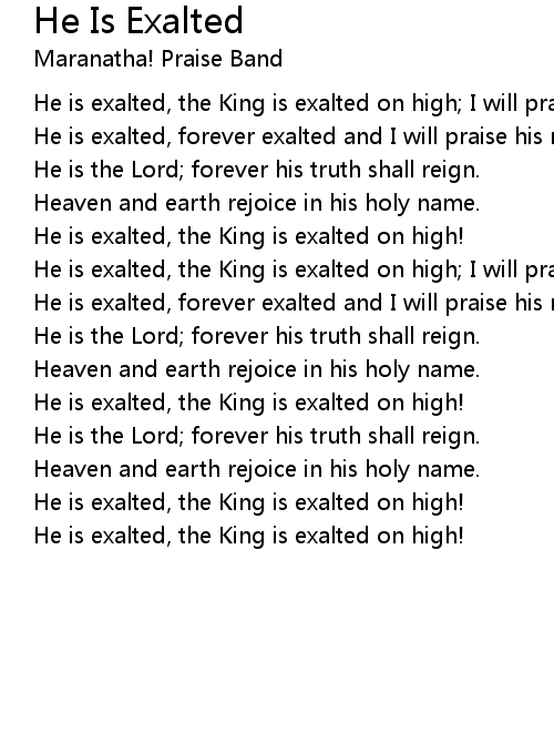 He Is Exalted Lyrics Follow Lyrics 4364