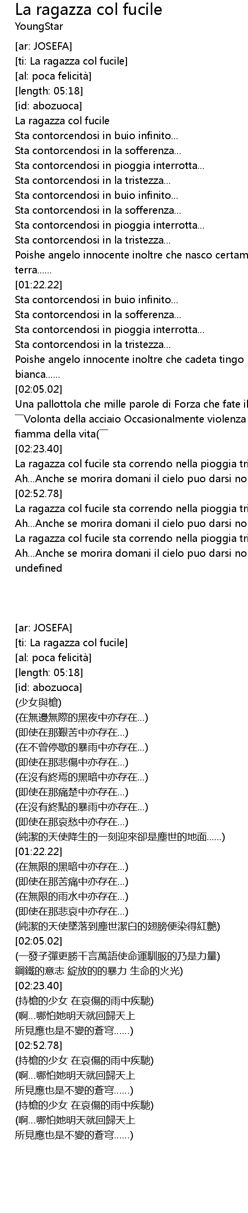 La Ragazza Col Fucile Lyrics Follow Lyrics