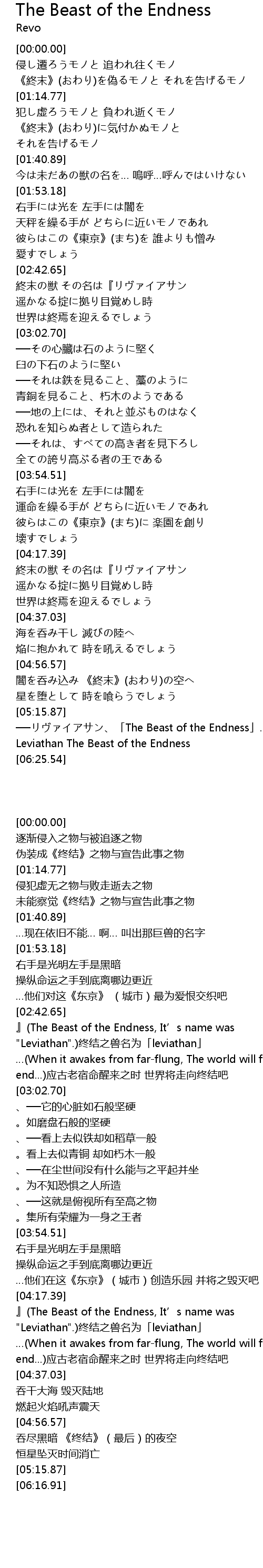 The Beast Of The Endness Lyrics Follow Lyrics