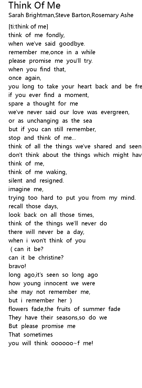 Think Of Me Lyrics Follow Lyrics