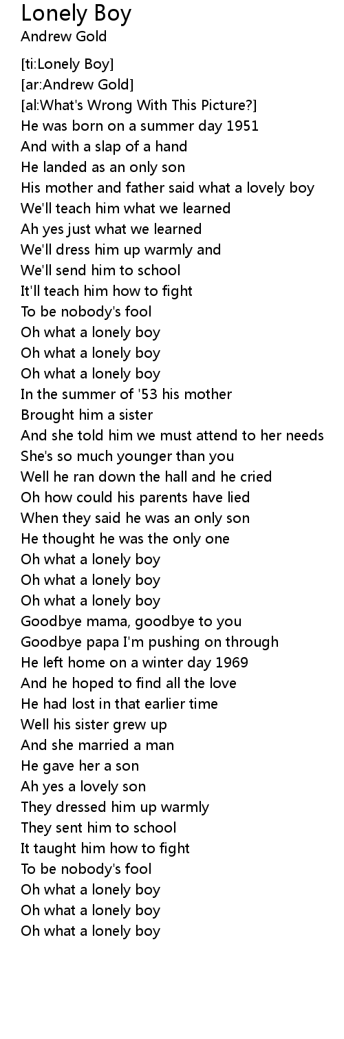 Lonely Boy Lyrics Follow Lyrics