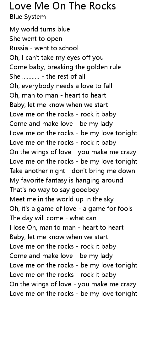 Love Me On The Rocks Lyrics Follow Lyrics