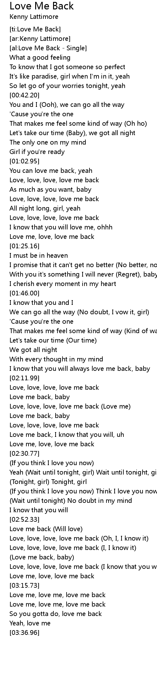 Love Me Back Lyrics Follow Lyrics