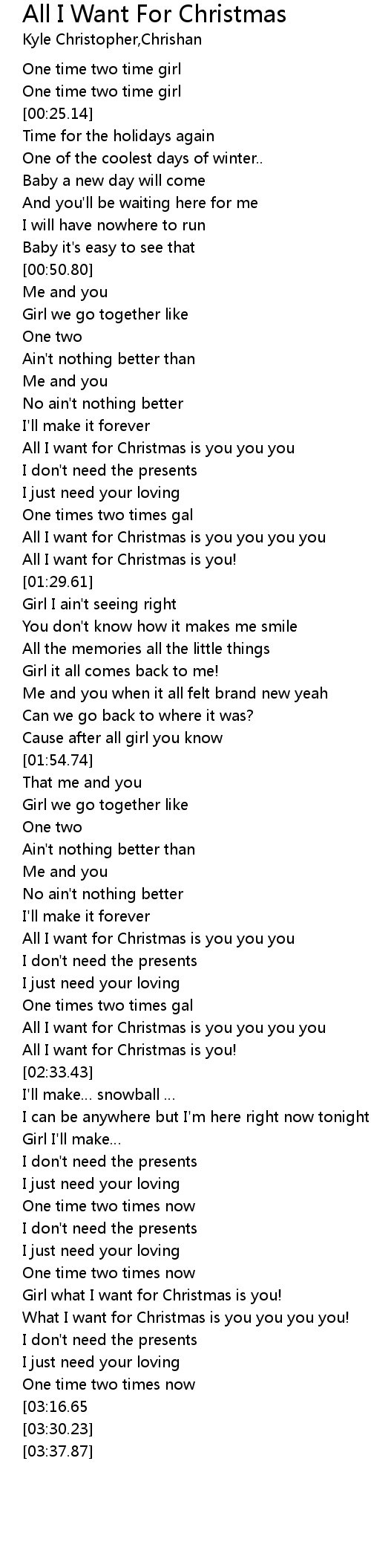 All I Want For Christmas Lyrics - Follow Lyrics