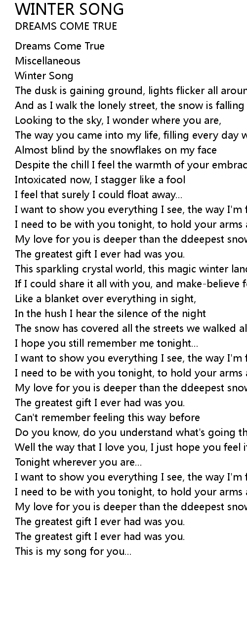 Winter Song Lyrics Follow Lyrics