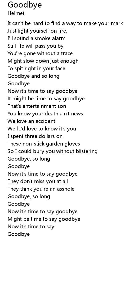 Goodbye Lyrics - Follow Lyrics