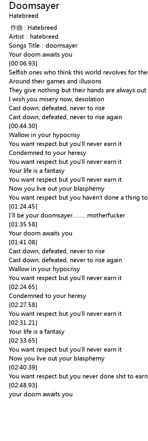 Doomsayer Lyrics Follow Lyrics