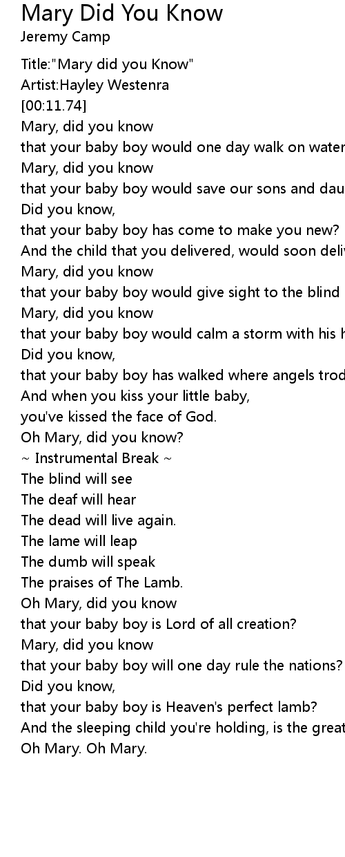 Mary Did You Know Lyrics Follow Lyrics