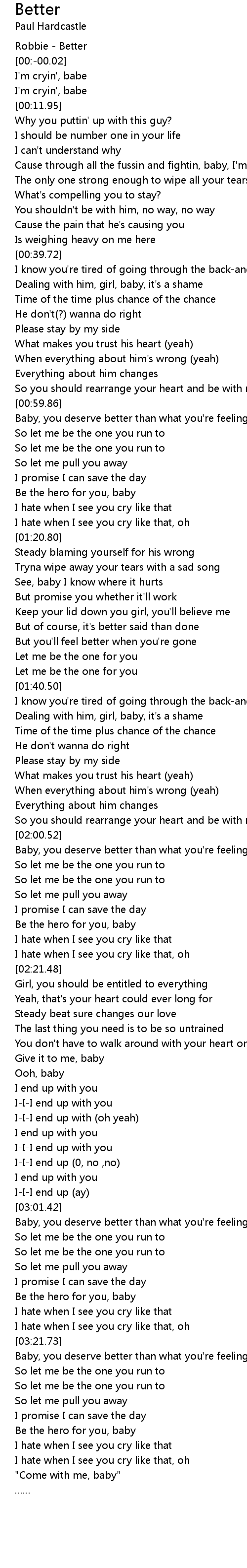 Better Lyrics Follow Lyrics