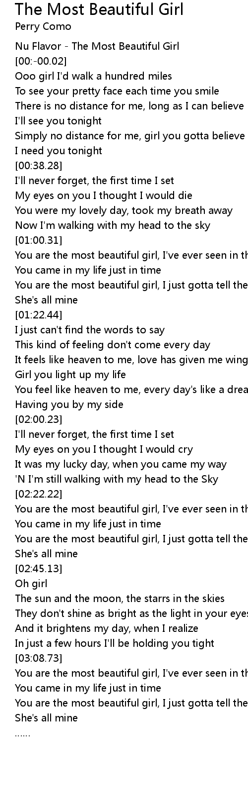 The Most Beautiful Girl Lyrics Follow Lyrics