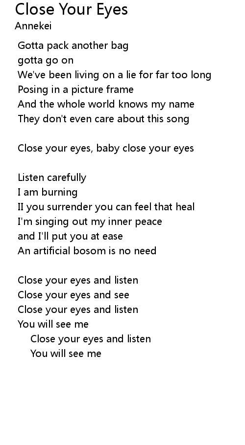 close your eyes lyrics