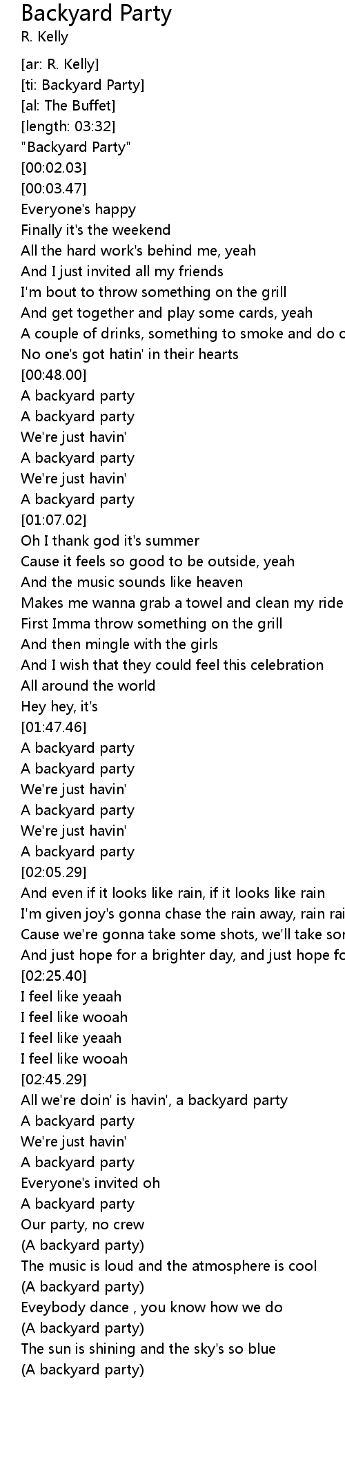 Backyard Party Lyrics Follow Lyrics