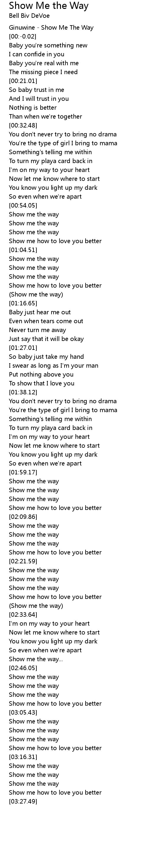 Show Me The Way Lyrics Follow Lyrics