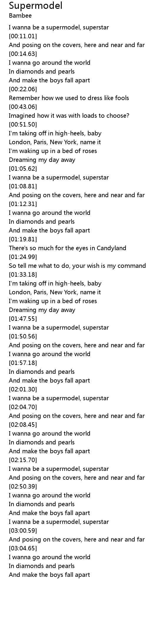 Supermodel Lyrics - Follow Lyrics