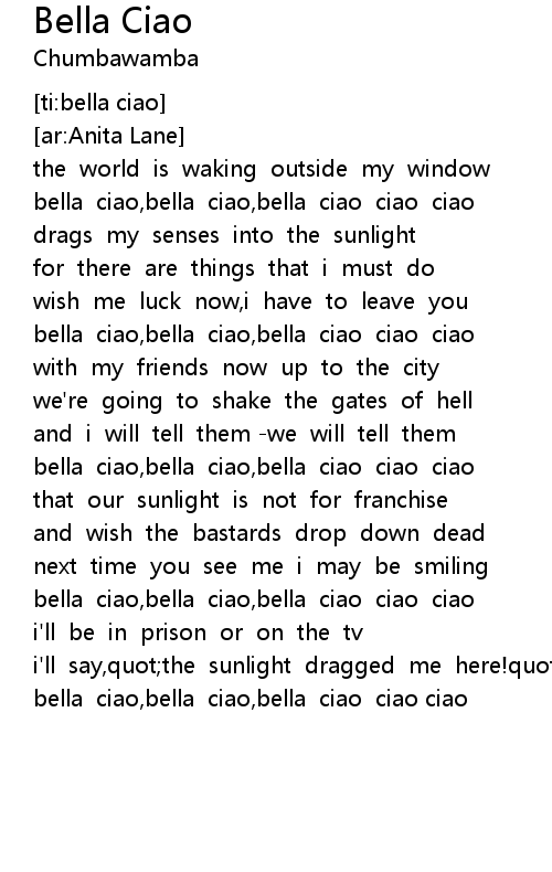 Anita Lane Bella Ciao Lyrics