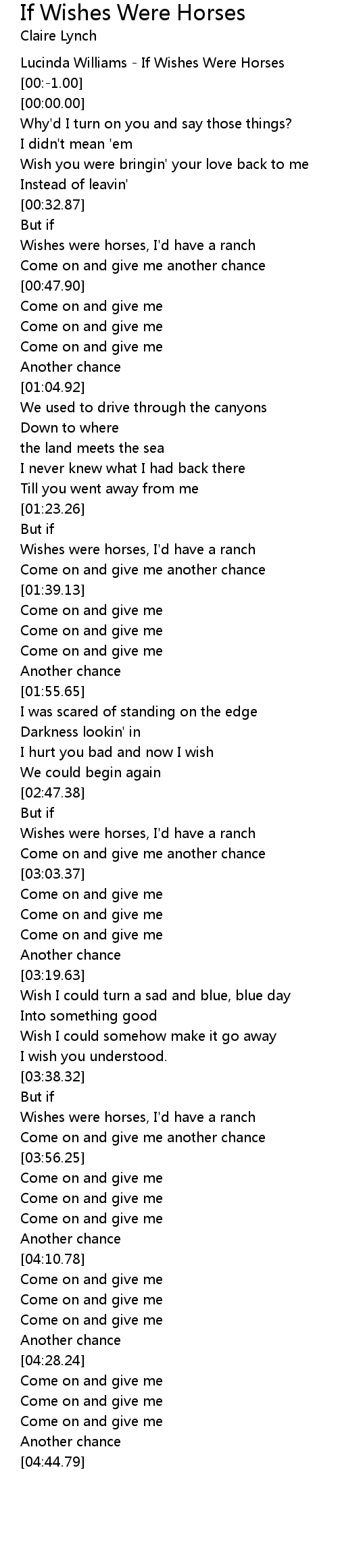 If Wishes Were Horses Lyrics Follow Lyrics