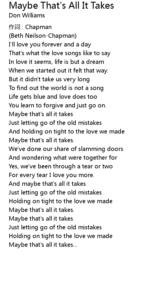 Mistakes Lyrics by Don Williams