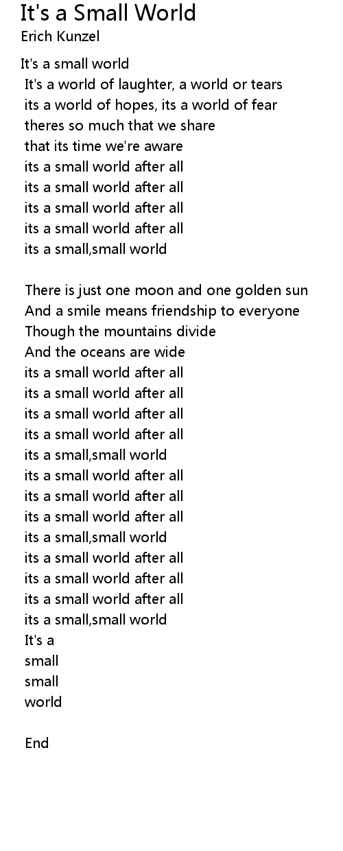 It S A Small World Lyrics Follow Lyrics