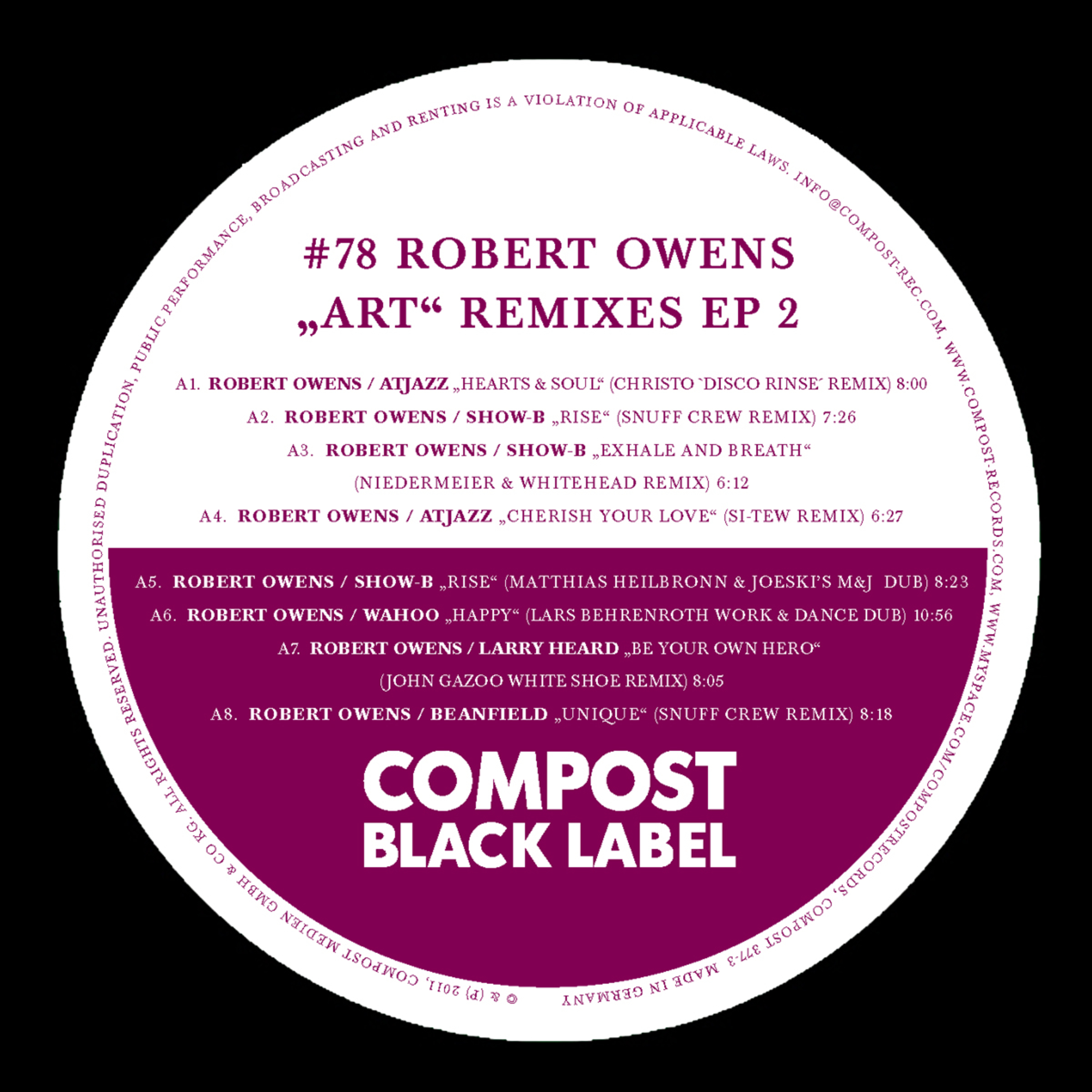 Black Label #78 " Art " Remix EP 2 - Remixes by Christo, Snuff Crew, Niedermeier & Whitehead, Si-Tew, Matthias Heilbronn & Joeski, John Gazoo