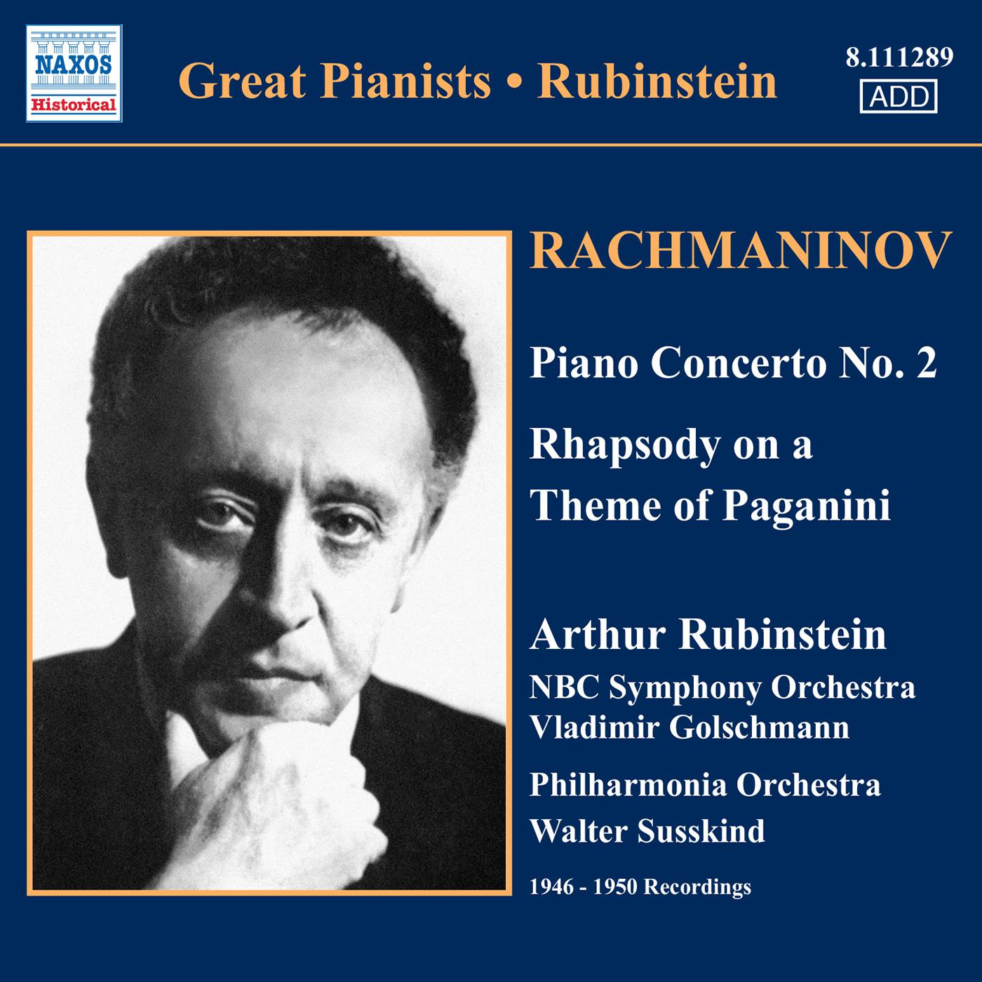 RACHMANINOV: Piano Concerto No. 2 / Rhapsody on a Theme of Paganini (Rubinstein) (1946-1950)