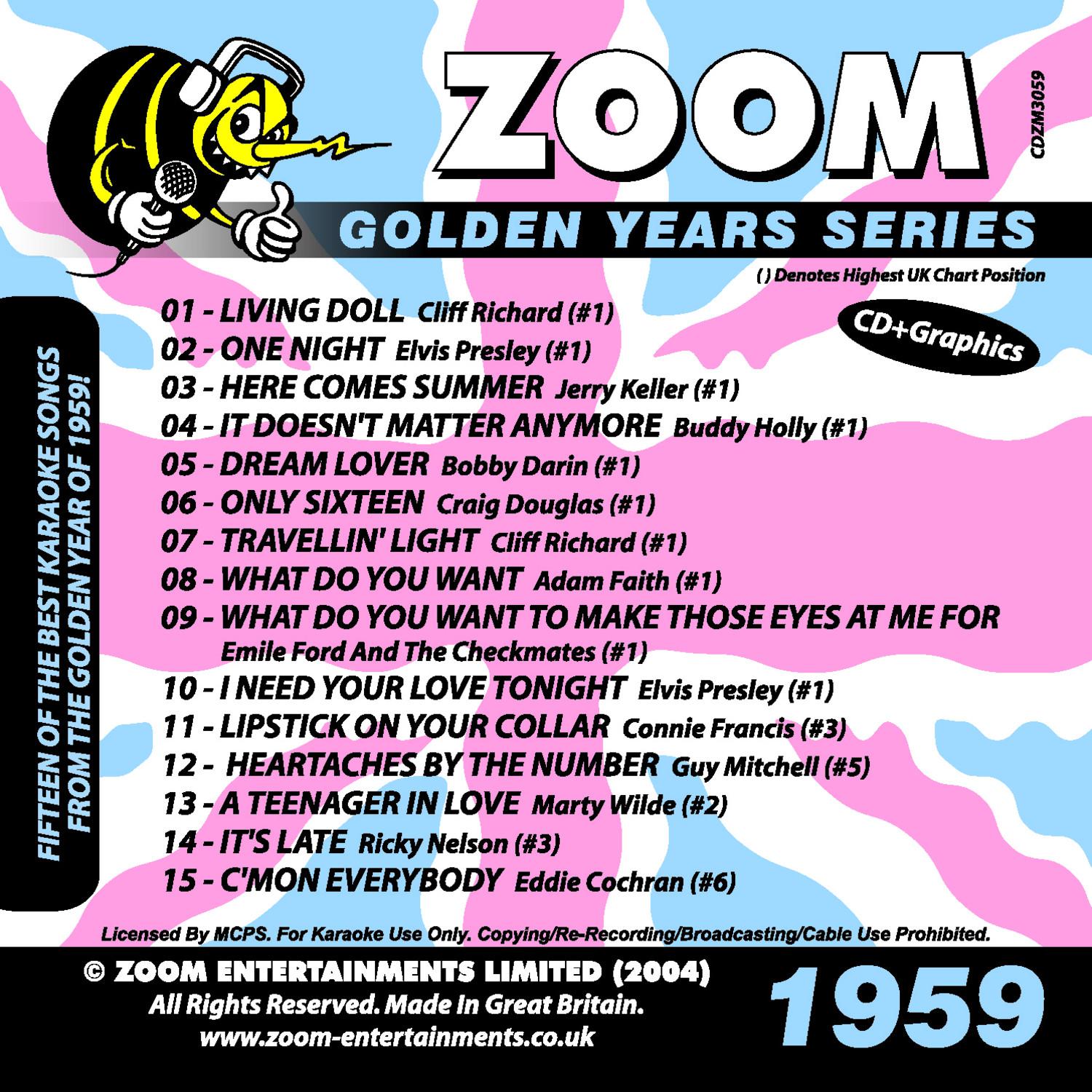 Zoom Karaoke Golden Years 1959