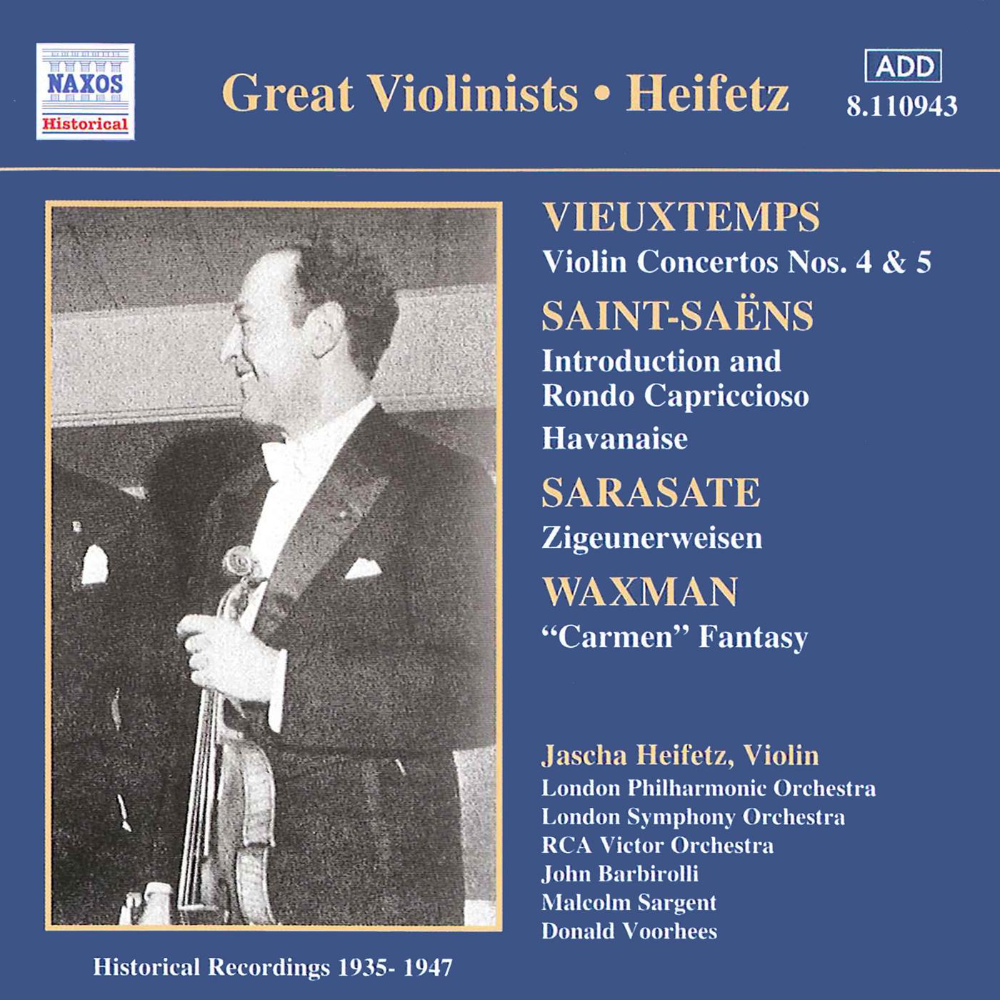 VIEUXTEMPS: Violin Concertos Nos. 4 and 5 (Heifetz) (1935-1947)